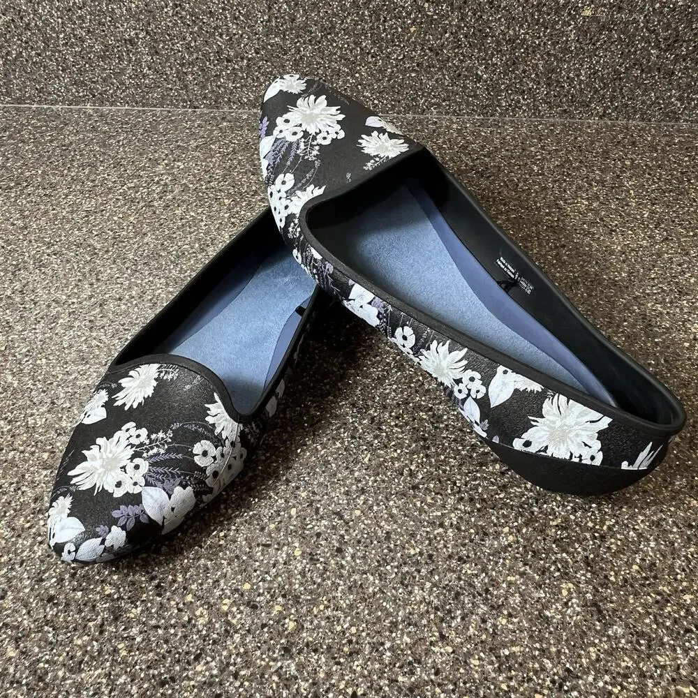 Crocs Iconic Comfort Casual Shoes Black Floral Womens Sz 10 Slip On Flats Loafer